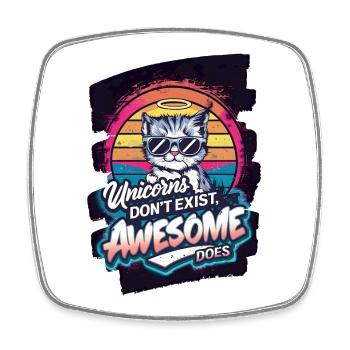Hip Unicorn Cartoon Illustration - Viereckiger Kühlschrankmagnet - Weiß - Vorne