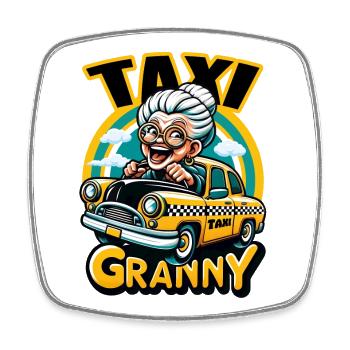 Taxi Granny" – Grandma Oma Enkel-Taxi Service - Viereckiger Kühlschrankmagnet - Weiß - Vorne