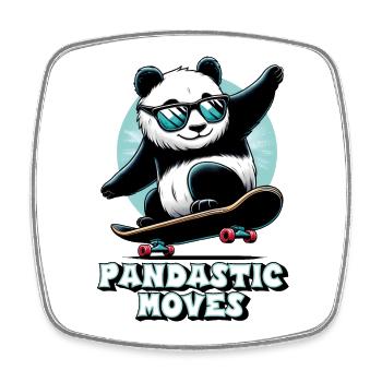 Cool panda with sunglasses on skateboard - Square fridge magnet - white - Front