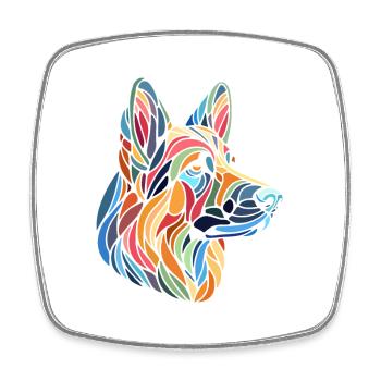 German Shepherd Dog Head Geometry Polygon Art - Square fridge magnet - white - Front