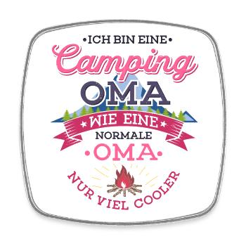 Camping Oma Campingplatz Camper Zelten Lagerfeuer - Viereckiger Kühlschrankmagnet - Weiß - Vorne