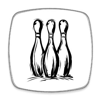 Bowling Pins Zeichnung - Viereckiger Kühlschrankmagnet - Weiß - Vorne