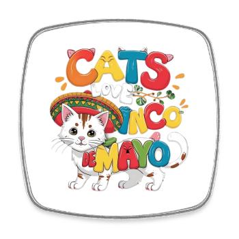 Fiesta Cat sur le thème du Cinco de Mayo - Magnet carré - blanc - Devant