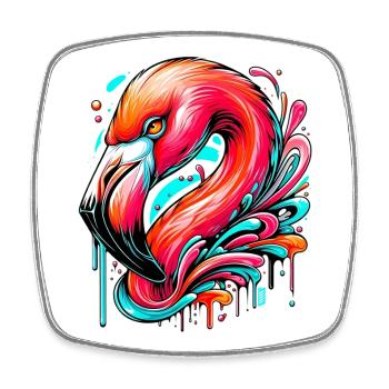 Flamant - Magnet carré - blanc - Devant