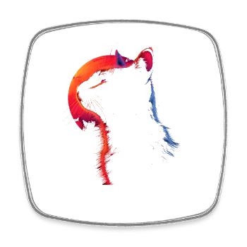 Katze Retro Look - Viereckiger Kühlschrankmagnet - Weiß - Vorne
