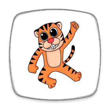 Tiger - Square fridge magnet - white - Front