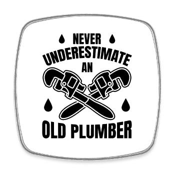 Plumber Grandpa - Square fridge magnet - white - Front