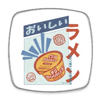 Retro Oishi Ramen - Spicy Noodles in a cup - Viereckiger Kühlschrankmagnet - Weiß - Vorne