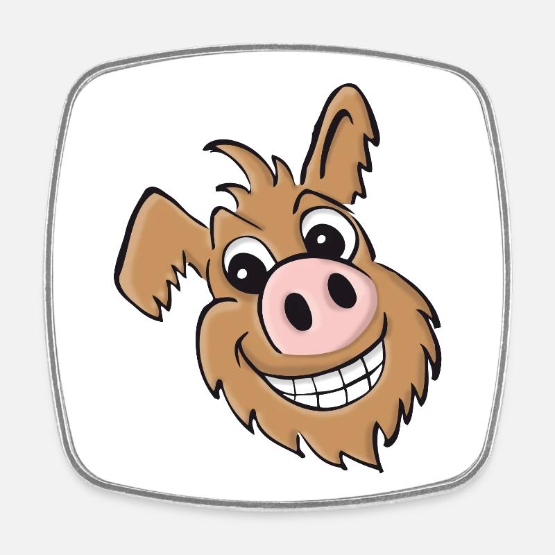 Pig dog - friendly - Square fridge magnet - white