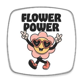 Flower Power - Viereckiger Kühlschrankmagnet - Weiß - Vorne