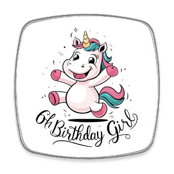 Licorne 6e anniversaire fille cadeau créature mythique - Magnet carré - blanc - Devant