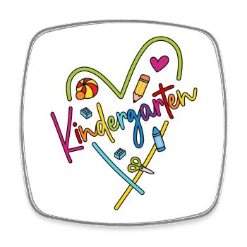 Kindergarten Herz Bunt Abschied Kita Danke sagen - Viereckiger Kühlschrankmagnet - Weiß - Vorne