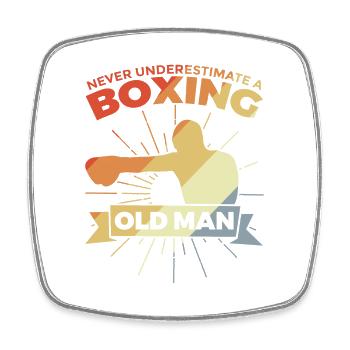 Unterschätze nie einen alten Boxer - Viereckiger Kühlschrankmagnet - Weiß - Vorne