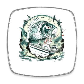 Fischer Angler Majestätischer Karpfen - Viereckiger Kühlschrankmagnet - Weiß - Vorne
