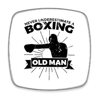 Boxer Opa - Viereckiger Kühlschrankmagnet - Weiß - Vorne