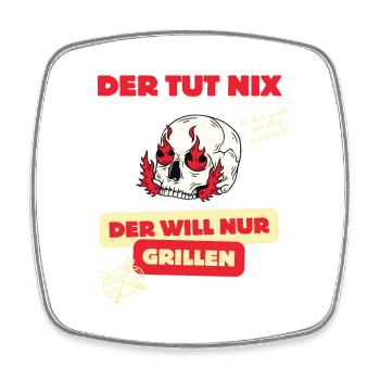 Skull and barbecue saying design - Square fridge magnet - white - Front