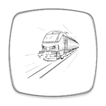 Train Sketch - Square fridge magnet - white - Front