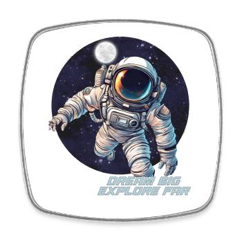 Explore the Universe Travel with our Astronaut! - Square fridge magnet - white - Front