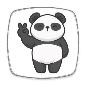 Motiv Panda mit Friedenszeichen Comic - Viereckiger Kühlschrankmagnet - Weiß - Vorne