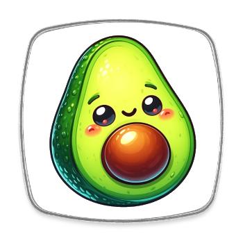 Avocat - Magnet carré - blanc - Devant