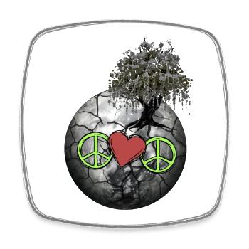 Planet Peace Herz Natur Weltfrieden Klima - Viereckiger Kühlschrankmagnet - Weiß - Vorne