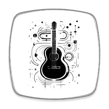 Gitarre Skizze - Viereckiger Kühlschrankmagnet - Weiß - Vorne