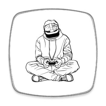 Gamer Line Art - Viereckiger Kühlschrankmagnet - Weiß - Vorne
