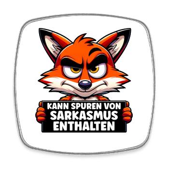 Kann Spuren von Sarkasmus enthalten – Spruch - Viereckiger Kühlschrankmagnet - Weiß - Vorne