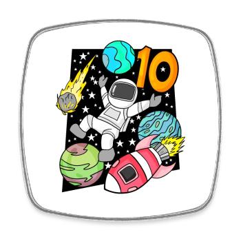 10 Geburtstag Junge Astronaut Rakete - zehn Jahre - Viereckiger Kühlschrankmagnet - Weiß - Vorne