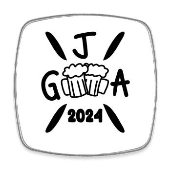 JGA 2024 Junggesellenabschied Crew Feier - Viereckiger Kühlschrankmagnet - Weiß - Vorne