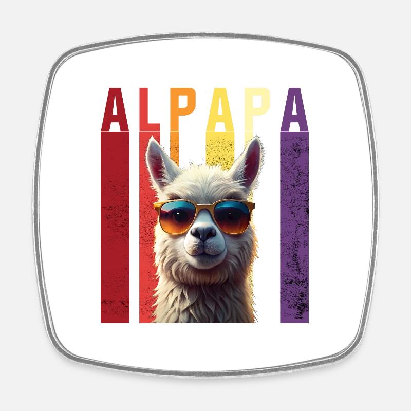 Paramètre drôle d’alpaga avec des lunettes de soleil - Magnet carré - blanc
