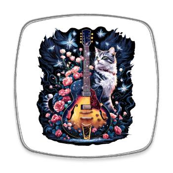 Musicien Guitare Guitariste Flowers Cat Dreams - Magnet carré - blanc - Devant