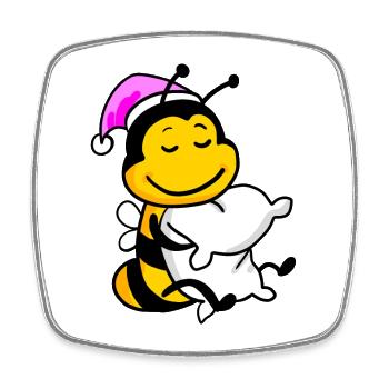 Abeille fatiguée dormir sur une fille endormie - Magnet carré - blanc - Devant