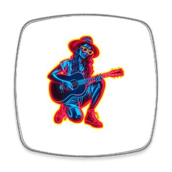 Retro Guitarist - Square fridge magnet - white - Front