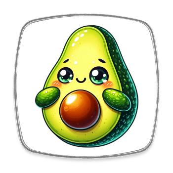 Avocat - Magnet carré - blanc - Devant