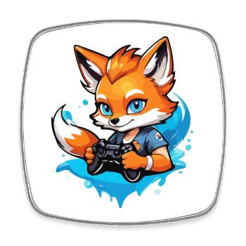 Gamer Cleverer Gaming Fuchs - Viereckiger Kühlschrankmagnet - Weiß - Vorne
