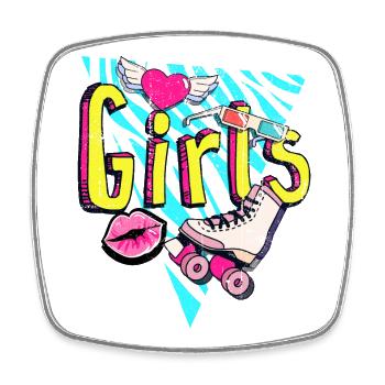 Girls Retro Roller Pop Art - Square fridge magnet - white - Front