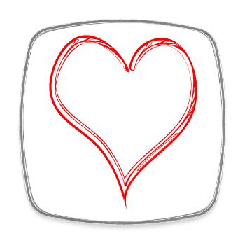 Heart Contour - Square fridge magnet - white - Front