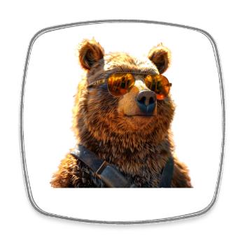 Brown Bear, Grizzly Bear, Bear Brothers, Dad, Wild Bears - Square fridge magnet - white - Front