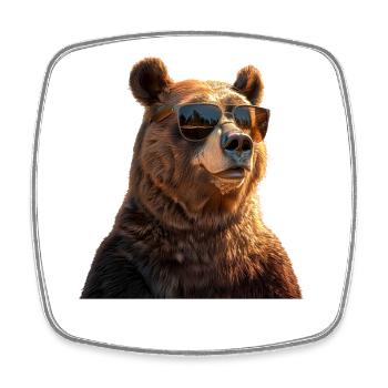 Brown Bear, Grizzly Bear, Bear Brothers, Dad, Wild Bears - Square fridge magnet - white - Front