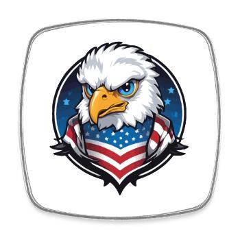 USA Flieger Adler im Kreis - Viereckiger Kühlschrankmagnet - Weiß - Vorne