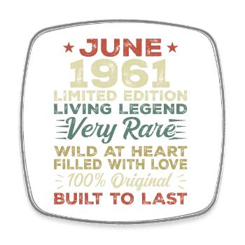 June 1961 Birthday June 1961 Gift June 1961 - Square fridge magnet - white - Front