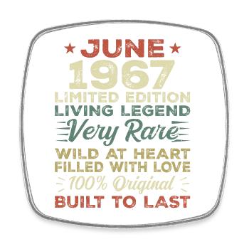 June 1967 Birthday June 1967 Gift June 1967 - Square fridge magnet - white - Front