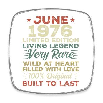 June 1976 Birthday June 1976 Gift June 1976 - Square fridge magnet - white - Front