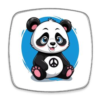 Cute and peace-loving panda - Square fridge magnet - white - Front