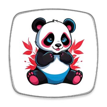 Panda Bär - Viereckiger Kühlschrankmagnet - Weiß - Vorne