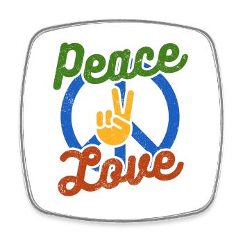 Peace Love - Square fridge magnet - white - Front