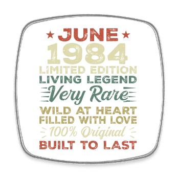 June 1984 Birthday June 1984 Gift June 1984 - Square fridge magnet - white - Front
