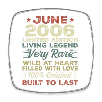 June 2006 Birthday June 2006 Gift June 2006 - Square fridge magnet - white - Front