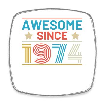 Geburtstag Awesome Seit 1974 Retro - Viereckiger Kühlschrankmagnet - Weiß - Vorne